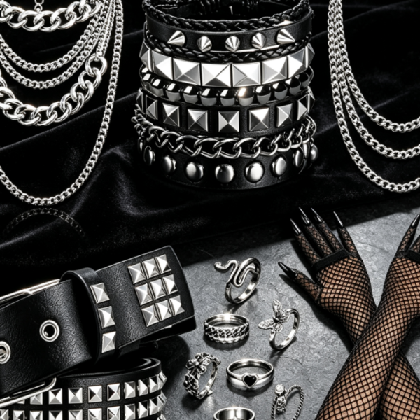 Women's Punk Goth Jewelry Set, Rock Party Accessories