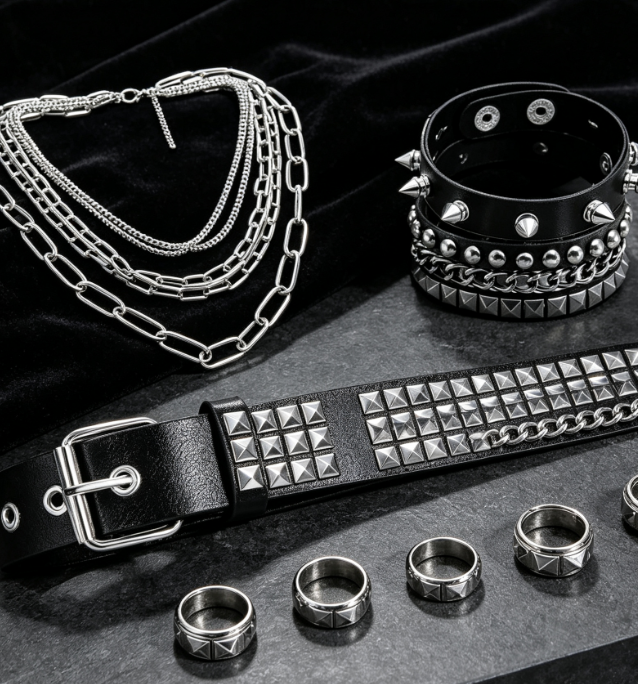 Women's Punk Style Set, Goth Emo Party Accessories Image 2