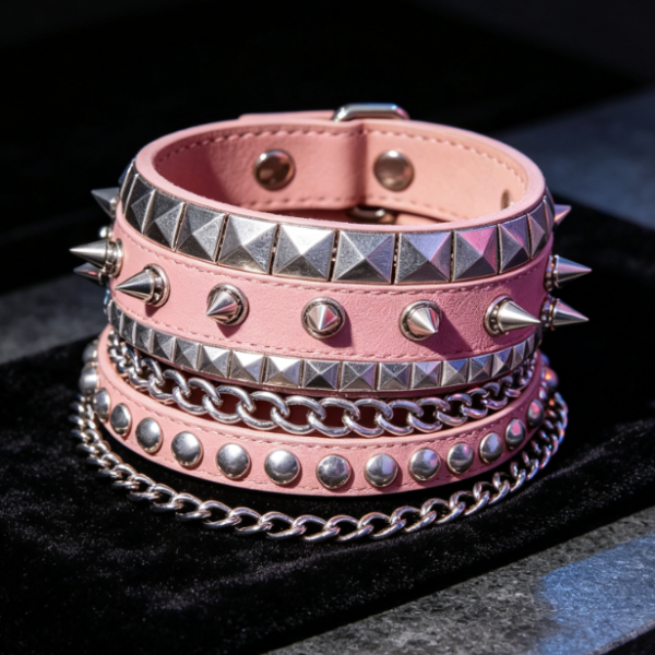 Punk Rock Leather Bracelets, 3 Piece Emo Style Set