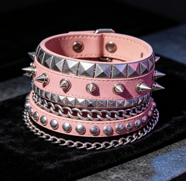 Punk Rock Leather Bracelets, 3 Piece Emo Style Set