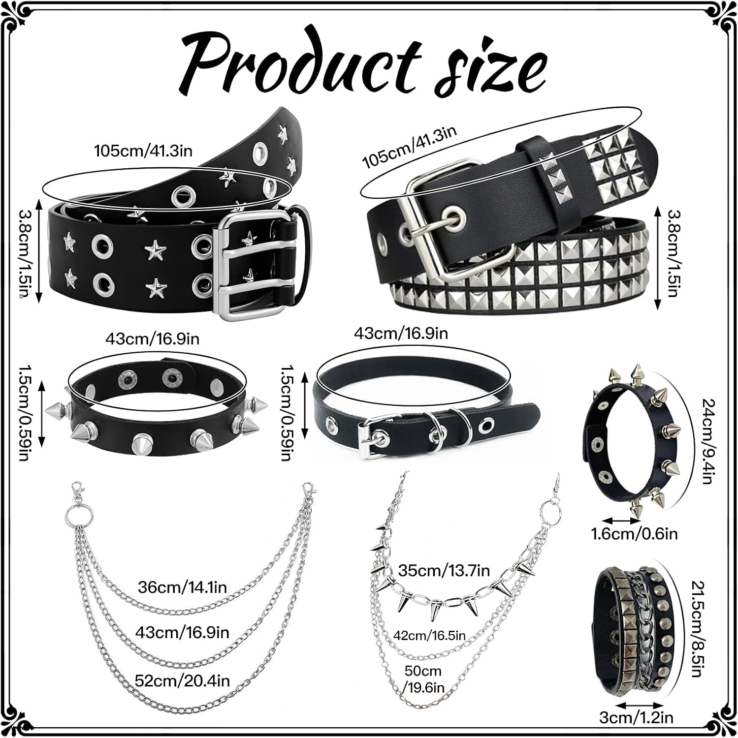 Y2k Punk Accessory Set: Belt, Choker, Cuff, And Pant Chain Image 2