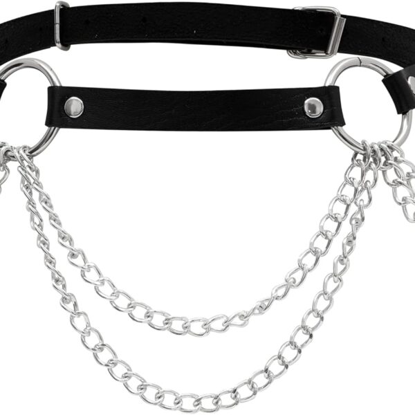 Black Leather Waist Chain/Belt; Emo/Punk/Gothic Style