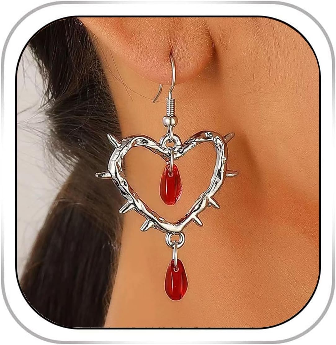 Vampire Bat Drop Earrings; Gothic/Punk/Halloween Style