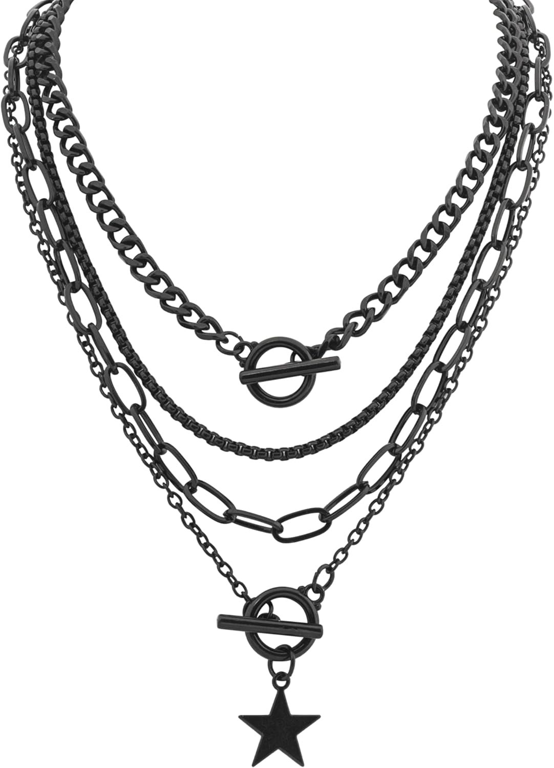 Gothic Multi Layer Star Choker; Punk/Emo Style Necklace