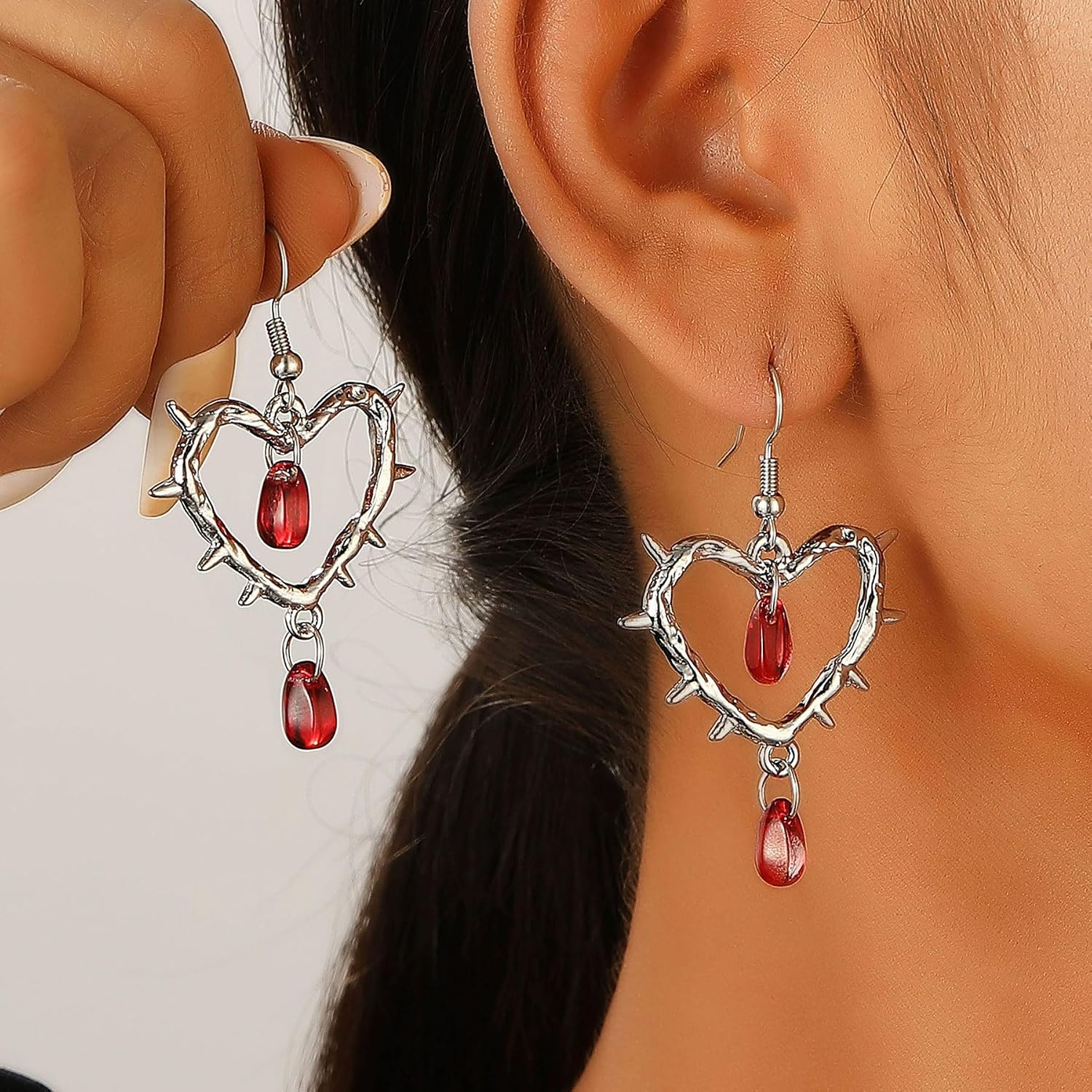 Vampire Bat Drop Earrings; Gothic/Punk/Halloween Style Image 2