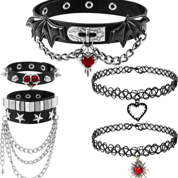 Emo Studded Bracelet; Punk Rock Jewelry Set For Men And Women